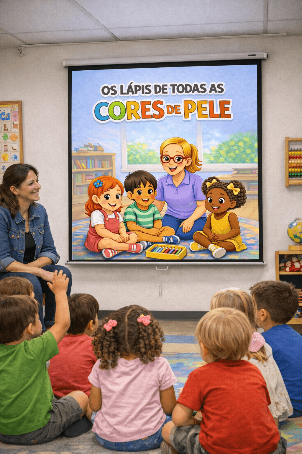 Criança desenhando seu autorretrato