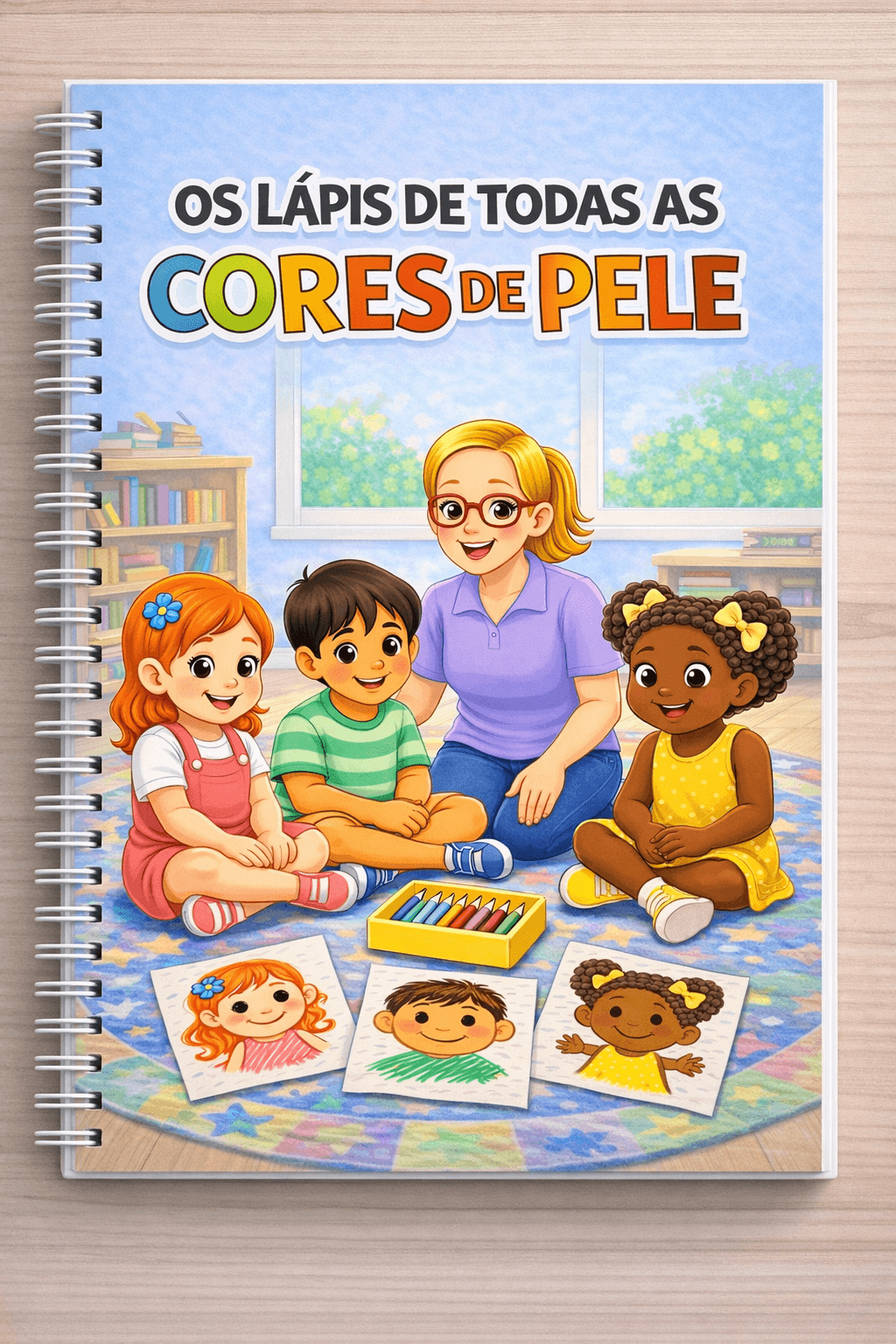 Sala de aula com projeto sobre cores de pele