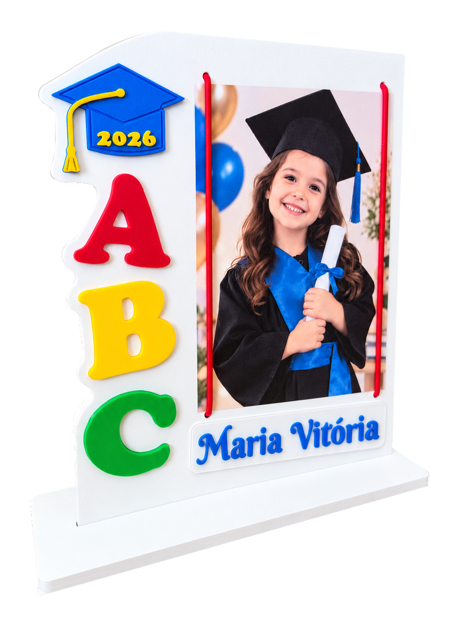 Porta-Retrato ABC com nome, visto em ângulo